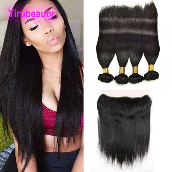 Malaysian 9A Unprocessed Human Hair 4 Bundles With 13X4 Lace Frontal Pre Plucked 5 Pieces/lot Straight Hair Extensions With Frontal Straight