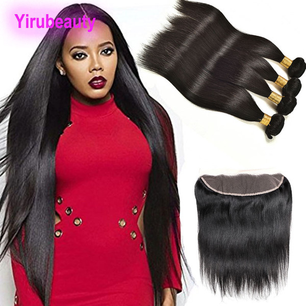 Brazilian Virgin Hair 9A Mink 5pieces/lot 13X4 Lace Frontal With 4 Bundles Straight Hair Frontal With Bundles Hair Extensions 8-28inch