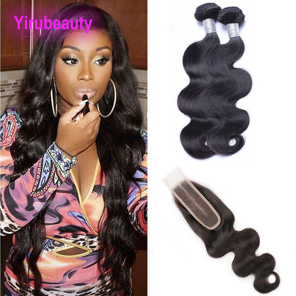 Body Wave 2 Bundles With 2X6 Lace Closure With Baby Hair Indian Raw Virgin Hair Extensions Wefts With Closure Middle Part 8-28inch