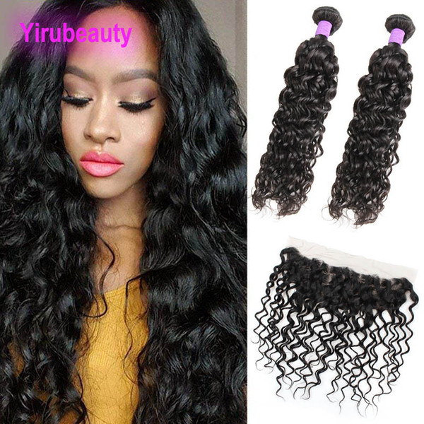 Indian Raw Virgin Hair 2 Bundles With 13X4 Lace Frontal 3 Pieces/lot Human Hair Bundles With Frontal Natural Color 8-28inch