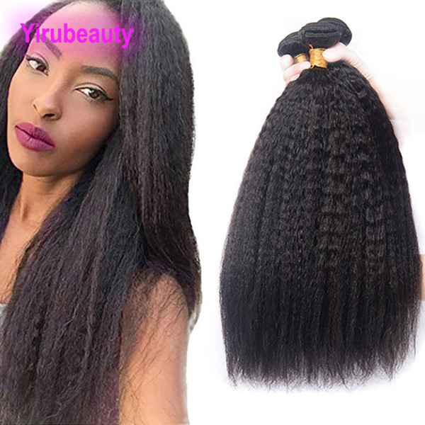 Brazilian Peruvian Indian Malaysian Kinky Straight 3 Bundles Yaki Straight Bundles 8-28 Inch Human Hair Extensions Double Wefts