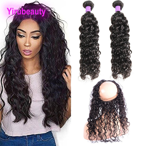 Brazilian Raw Human Hair Water Wave 2 Bundles With 360 Lace Frontal Baby Hair Bundles With Frontal Closure 3 Pieces/lot Virgin Hair