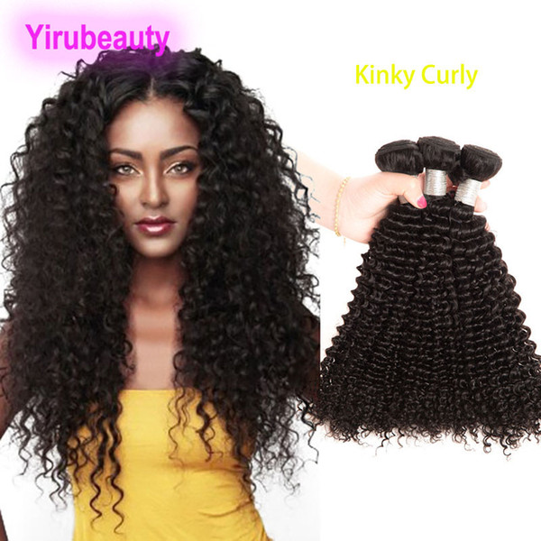 Peruvian Kinky Curly 3 Bundles Human Hair Extensions Natural Black Kinky Curly Pervian Virgin Hair Wefts 8-28inch