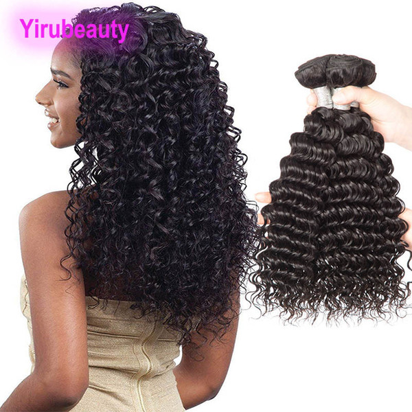 Peruvian Human Hair Deep Wave 3 Bundles Virgin Hair Extensions 95-100g/piece Natural Color Deep Curly 8-28inch Hair Weaves Wefts