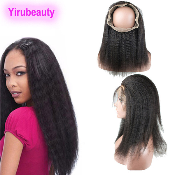 Malaysian Remy Human Hair 360 Lace Frontal Kinky Straight Pre Plucked With Baby Hair 360 Lace Frontal Kinky Yaki Natural Color 8-22inch