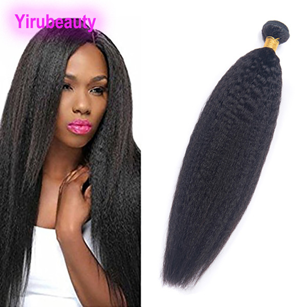 Brazilian Virgin Human Hair Bundle Kinky Straight Double Hair Wefts Weaves Kinky Straight 8-28 Inch Natural Color 1 Pieces/lot