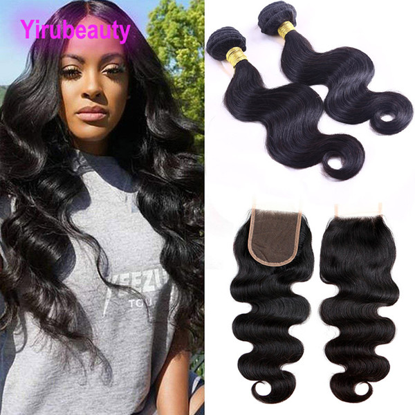 Indian Virgin Human Hair 7A 8-28inch Bundles With Baby Hair 4X4 Lace Closure Body Wave Indian Hair Extensions Wefts With Closure