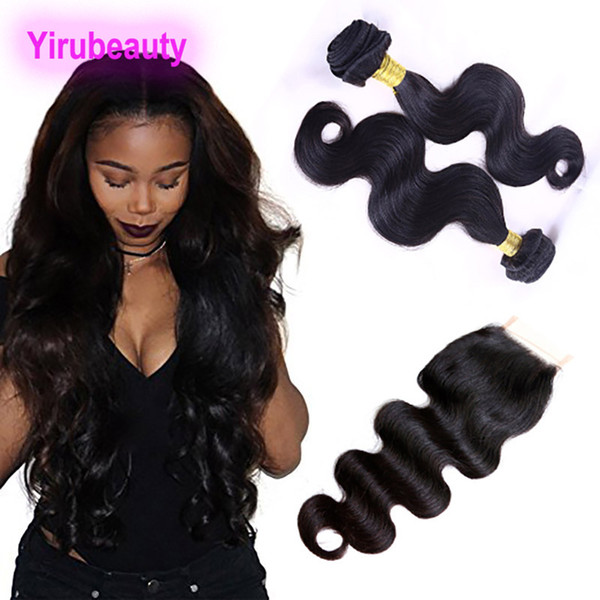 Malaysian Body Wave 2 Bundles With 4X4 Lace Closure 3Pieces/lot Hair Extensions Body Wave Wavy 8-28inch From Yiruhair