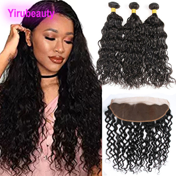 Malaysian Virgin Hair Bundles With 13 X 4 Lace Frontal 4 Pieces/lot Water Wave Curly Hair Bundles With Frontal