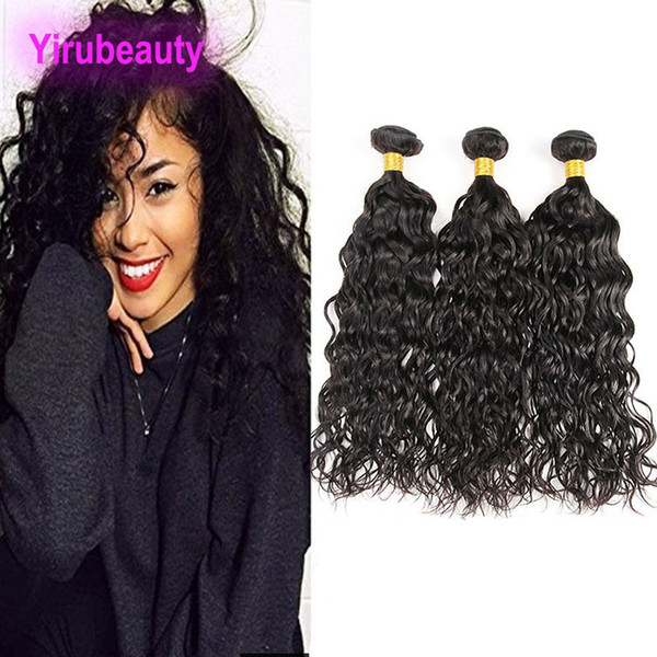 Brazilian Water Wave 3 Bundles Double Hair Wefts Weaves 3 Bundles 8-28inch Peruvian Indian Malaysian Extensions Natural Color