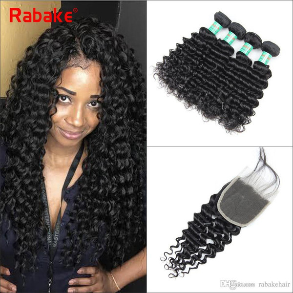 Peruvian Human Hair Bundles with Closure Deep Wave 8A Grade Peruvian Unprocessed Virgin Human Hair Weave Bundle Deals Wholesale Deep Wave