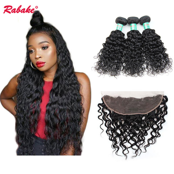 Water Wave Bundles with Frontal Rabake Cambodian Virgin Water Wave Full Frontal 8A Brazilian 13x4 Closure Human Hair Extensions Cheap Prices