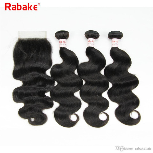 Body Wave Remy 9A Grade Peruvian Human Hair Bundles with Closure Rabake Body Wave Human Hair Extensions Per I Capelli 4x4 Weaves Closure