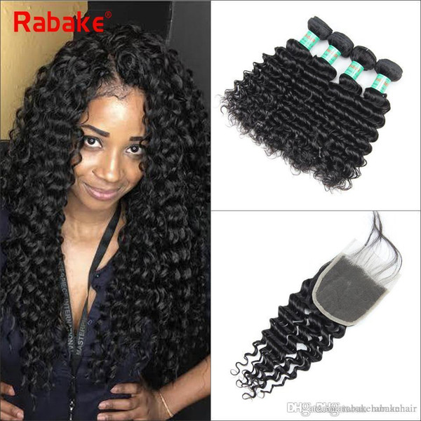 Peruvian Human Hair Bundles with Closure Deep Wave 8A Grade Peruvian Unprocessed Virgin Human Hair Weave Bundle Deals Wholesale Deep Wave