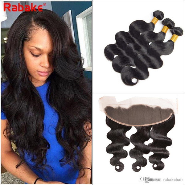 Body Wave Hair Bundles with Lace Frontal 13x4 Swisss Lace Best Brazilian Virgin Human Hair Extensions Unprocessed Natural Hair Weaves Rabake