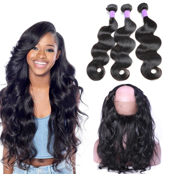 Peruvian Virgin Hair Body Wave 360 Lace Frontal with Hair Bundles Body Weaves Hair Bundles With Closures Peruivan Body Wave Human Hiar