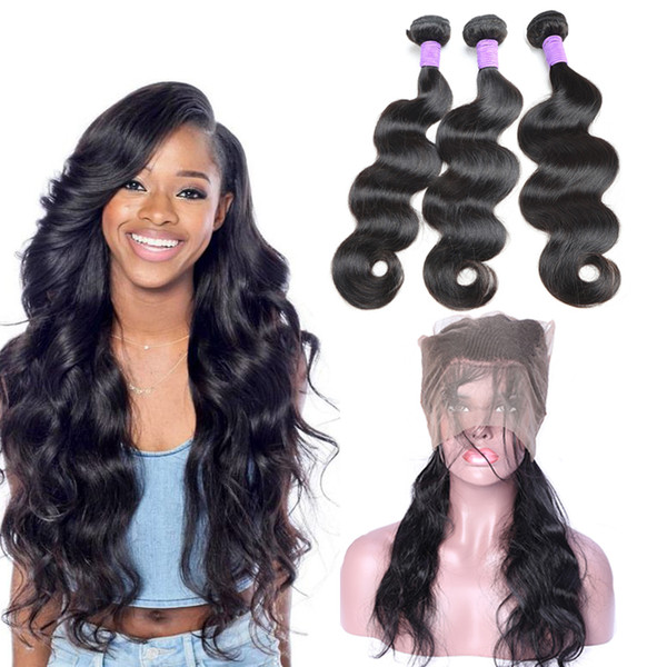 Peruvian Virgin Hair with Lace Frontal Body Wave Human Hair 100% Virgin Unprocessed Peruvian Body Wave Hair with 360 Lace Frontal Softmoon