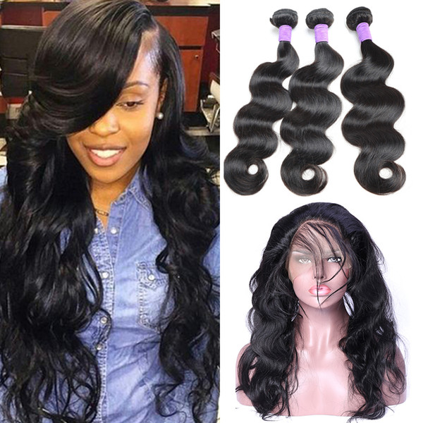 Malaysian Virgin Hair with Closure Body Wave Human Hair Weaving with 360 Lace Frontal Virgin Malaysian Body Wave Hair with Frontal Softmoon