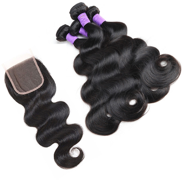 Mink Brazilian Body Wave Hair Bundles With Closure 10A Brazilian Virgin Hair With Closure Body Wave Human Hair Extensions With Closure