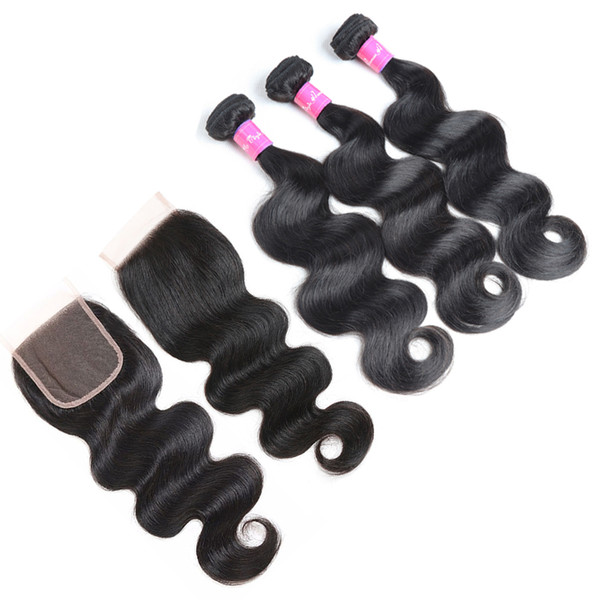 Brazilian Body Wave Human Hair Bundles With Closure Brazilian Human Hair With Closure Unprocessed Virgin Hair Weaves Wholesale