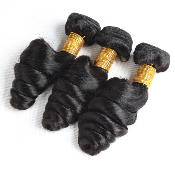 Brazilian Virgin Hair Loose Wave Unprocessed Human Hair Weaves Dyeable Machine Double Weft Brazilian Peruvian Malaysian Hair Natural Black