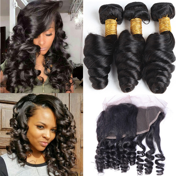 Softmoon Hair Products Loose Wave Lace Frontal Lace Closure Brazilian Virgin Hair Loose Wave Human Hair Bundles With Lace Frontal