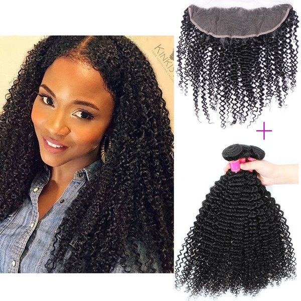 Peruvian Virgin Hair Bundles with Frontal Closure 130% Density Curly Wave Human Hair Brazilian Malaysian Indian Peruvian Human Hair Weft