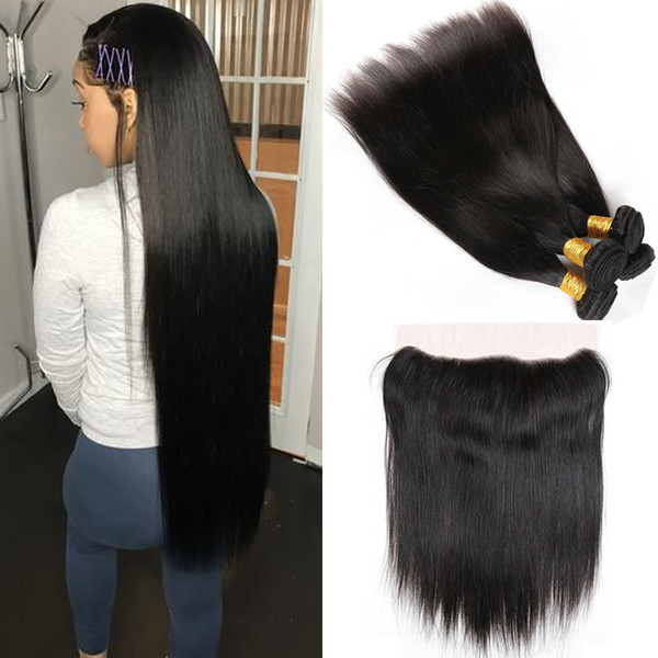 Malaysian Hair with Lace Closure Straight Human Hair Weave with Lace Frontal Ear to Ear Unprocessed Virgin Malaysian Straight Hair Extension