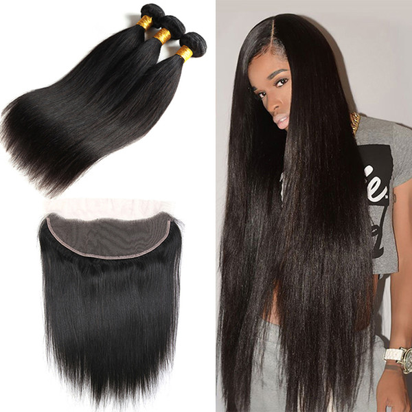 Peruvian Virgin Straight Hair with Lace Frontal 13x4 Ear to Ear Lace Closure Free Part Peruvian Hair with 13x4 Lace Frontal Straight Hair