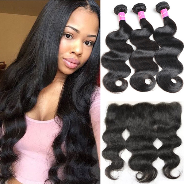 13x4 Full Lace Frontal with Bundles Body Wave 4 Pieces a Lot Peruvian Virgin Hair Weaves Frontal Closure add Bundles Brazilian Hair Products