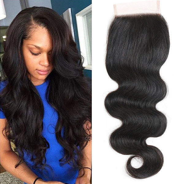 Peruvian Body Wave Lace Closure Free Part 4x4 Swiss Lace Top Quality Cheap Peruvian Virgin Hair Closure Middle Part Three Part Natural Black