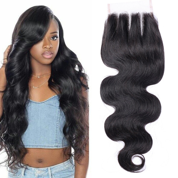 Three Part Mongolian Body Wave Lace Closure 4x4 Top Swiss Lace Closure Pure Hand 100% Virgin Unprocessed Mongolian Human Hair