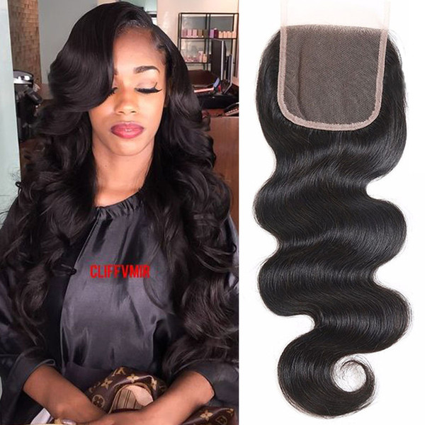 Indian Hair Closure 3 Kinds of Part Style Body Wave 4x4 Virgin Human Hair Medium Brown Lace Closure Non-Bleached 8inch-20inch In Stock