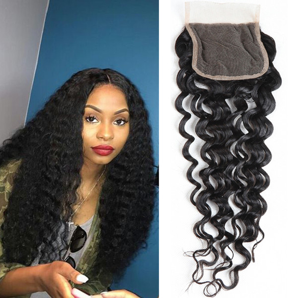 8A Cambodian Water Wave Lace Closure Hair Swiss Lace Closure 8inch- 20inch Cambodian Virgin Hair Closure Wet and Wavy Human Hair Products