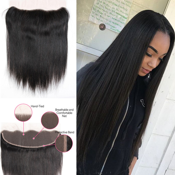 8A Raw Virgin Unprocessed Indian Hair Lace Frontal 13x4 Straight Hair Closure Ear to Ear Free Part