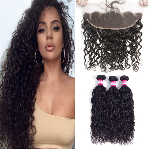 Remy Indian Water Human Hair Bundles Weave With 13x4 Ear to Ear Lace Frontal Closure hot selling best quality can be dyed