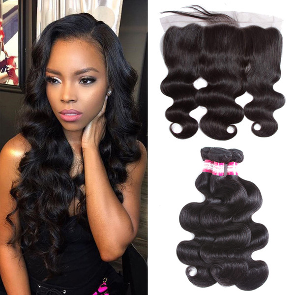 Grade 8A Unprocessed 3 Bundles Malaysian Body Wave With 13x4 Lace Closure Brazillian Body Wave Hair Wefts Bundles With Closures