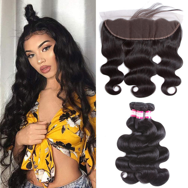 Pretty Coco Brazilian Body Wave 3 Bundles with Frontal Closure 8A Brazilian Virgin Hair Body Wave Lace Frontal with Bundles 100% Unprocessed