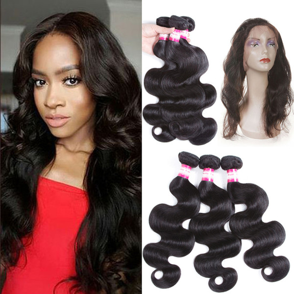 8A360 Lace Frontal Closure Virgin Human Hair Pre Plucked 360 Lace Band Frontal Closure with Bady Hair Natural Hairline