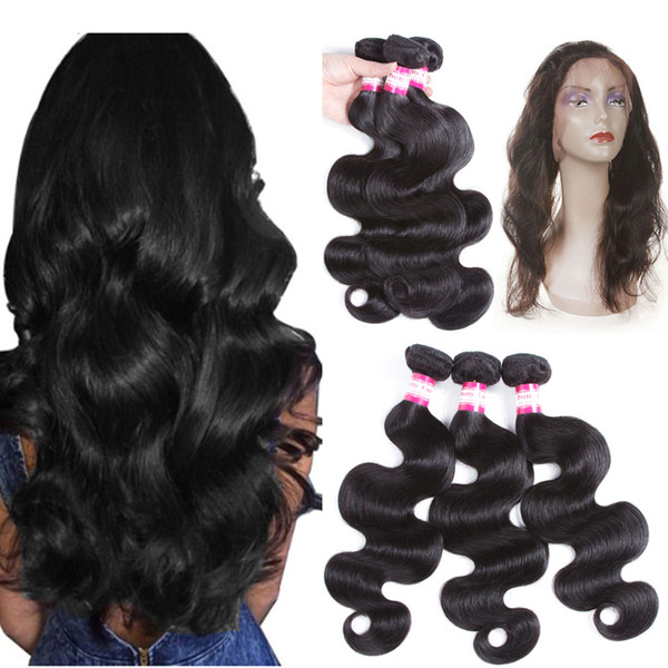 8A 360 Lace Frontal Closure Body Wave Cheap Human Hair 360 Frontal with Baby Hair Frontal 360 Closure Natural Black Color