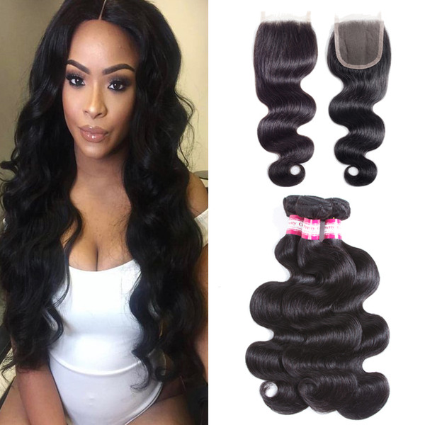 Wholesale Brazilian Body Wave Human Hair Weave Bundles with Closure Unprocessed Remy Brazilian Virgin Hair Extensions with 4x4 Lace Closure