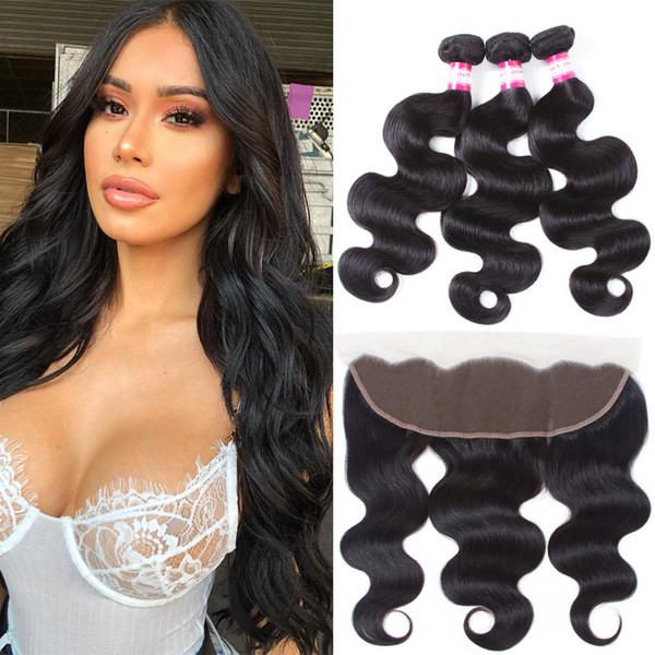 8A Queens Brazilian Body Wave With Closure 13x4 Full Ear To Ear Lace Frontal Closure With Bundles Brazilian Hair Weave Bundles With Closure