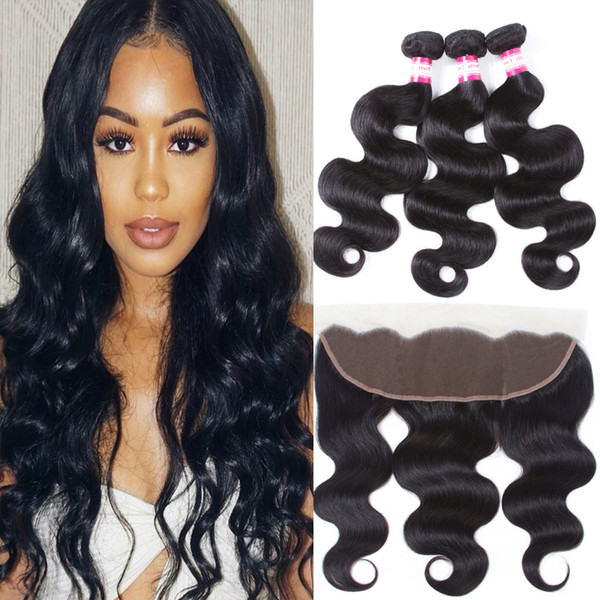 Brazilian Virgin Hair Body Wave With 13x4 Lace Frontal Closure Ear to Ear Lace Frontal With Bundles Brazilian Body Wave With Frontal