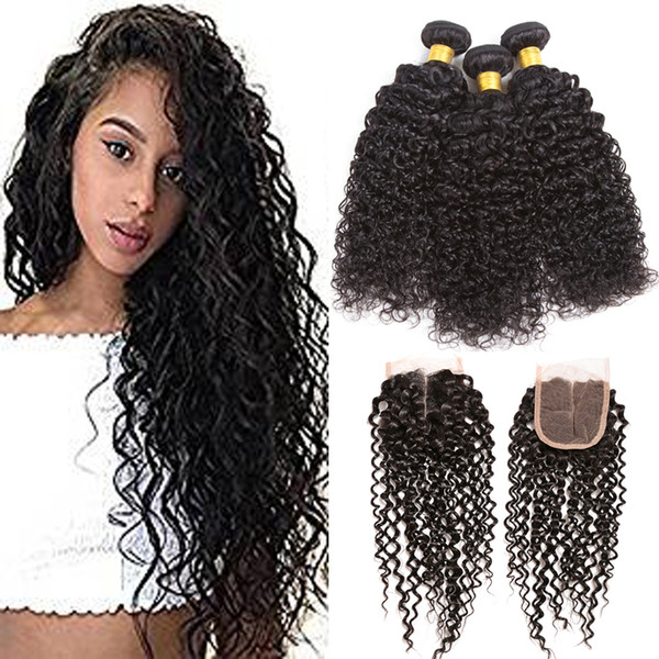 Hot Sale 8A Filipino Virgin Hair with 4x4 Lace Closure 3pcs Straight Body Wave Kinky Curly Hair and Lace Closure 100% Remy Human Hair Weaves