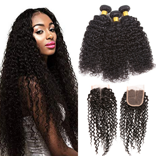 Malaysian Hair Lace Closure with 3 Bundles Straight Human Hair Weaves 8A Grade Malaysian Virgin Hair Body Wave Kinky Curly and Closure