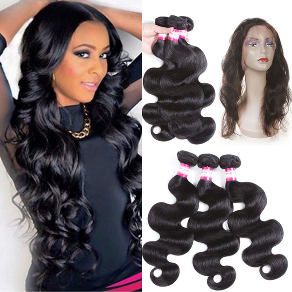 Unprocessed 360 Lace Frontal Closure Body Wave Brazilian Hair 360 Lace Closure Pre-plucked with Baby Hair Free Part