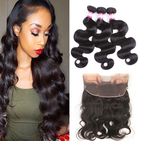 8A Pre Plucked 360 Lace Frontal Closure 10 inch Brazilian Hair Body Wave Natural Hairline 360 Frontal Lace Closure with Baby Hair