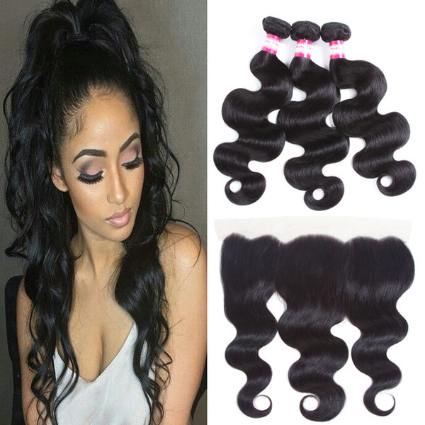 13x4 Lace Frontal Closure with Pre Plucked Body Wave Brazilian Virgin Hair Frontal Closure with Baby Hair 100% Unprocessed Human Hair