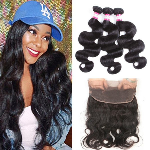 Ear To Ear Lace Frontal Closure With Bundles Brazilian Body Wave 3 Bundles and 360 Frontal Closure Virgin Human Hair Pre Plucked Frontal