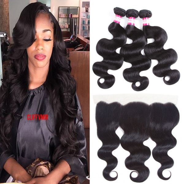 8A Brazilian Body Wave With Closure 13x4 Ear To Ear Lace Frontal Closure With Bundles Brazilian Wavy Hair With Closure Human Hair